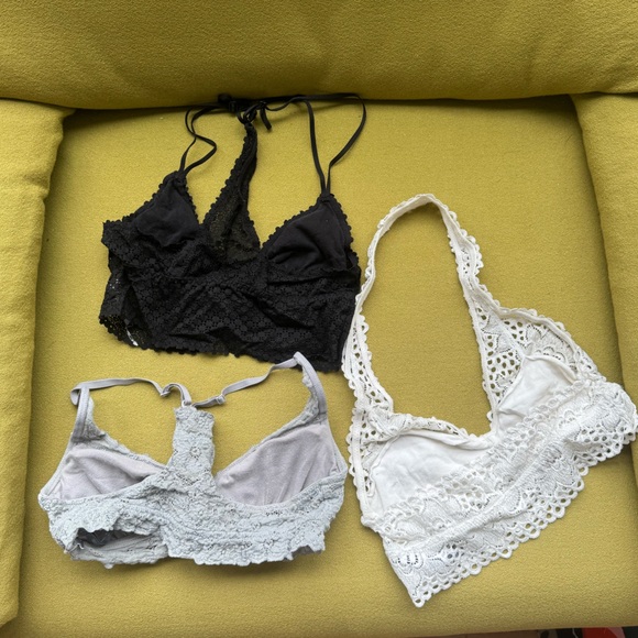 Aerie Black, Gray, and White Lace Bralettes - Picture 2 of 5